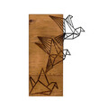Decoratiune de perete, Oragami, lemn/metal, 36 x 60 cm, negru/maro