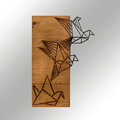 Decoratiune de perete, Oragami, lemn/metal, 36 x 60 cm, negru/maro