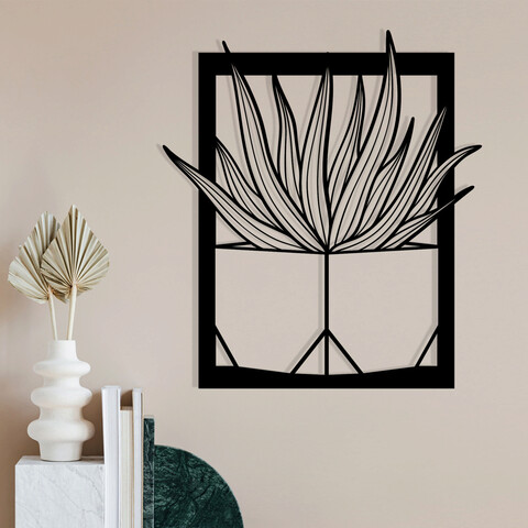 Decoratiune de perete, Lagom, metal, 46 x 52 cm, negru