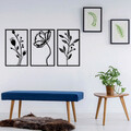 Decoratiune de perete, Flowers, metal, 70 x 39 cm, negru