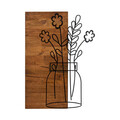 Decoratiune de perete, Cicek2, lemn/metal, 41 x 58 cm, negru/maro