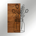 Decoratiune de perete, Cicek2, lemn/metal, 41 x 58 cm, negru/maro