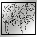 Decoratiune de perete, Kiss Me 1, metal, 64 x 60 cm, negru
