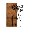 Decoratiune de perete, Cicek1, lemn/metal, 40 x 58 cm, negru/maro