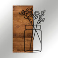 Decoratiune de perete, Cicek1, lemn/metal, 40 x 58 cm, negru/maro