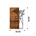 Decoratiune de perete, Cicek1, lemn/metal, 40 x 58 cm, negru/maro