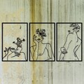 Decoratiune de perete, Flower Face Woman, Metal, 94 x 45 cm, Negru