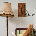 Decoratiune de perete, Cat Metal Decor, lemn/metal, 65 x 58 cm, negru/maro