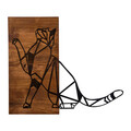 Decoratiune de perete, Cat Metal Decor, lemn/metal, 65 x 58 cm, negru/maro