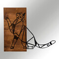 Decoratiune de perete, Cat Metal Decor, lemn/metal, 65 x 58 cm, negru/maro
