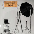 Decoratiune de perete, I Love This Game, lemn/metal, 72 x 34 cm, negru/maro