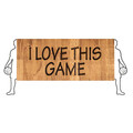 Decoratiune de perete, I Love This Game, lemn/metal, 72 x 34 cm, negru/maro