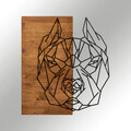 Decoratiune de perete, Buldog, lemn/metal, 51 x 58 cm, negru/maro