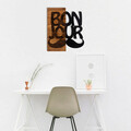 Decoratiune de perete, Bonjour, lemn/metal, 50 x 58 cm, negru/maro