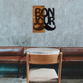 Decoratiune de perete, Bonjour, lemn/metal, 50 x 58 cm, negru/maro