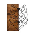 Decoratiune de perete, Wolf1, lemn/metal, 45.5 x 58 cm, negru/maro