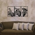 Decoratiune de perete, 3 Choppers, metal, 100 x 50 cm, negru