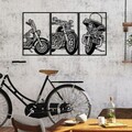 Decoratiune de perete, 3 Choppers, metal, 100 x 50 cm, negru