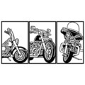 Decoratiune de perete, 3 Choppers, metal, 100 x 50 cm, negru