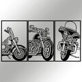 Decoratiune de perete, 3 Choppers, metal, 100 x 50 cm, negru