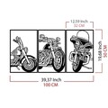 Decoratiune de perete, 3 Choppers, metal, 100 x 50 cm, negru