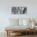 Decoratiune de perete, Leaf2 Metal Decor, metal, 80 x 38 cm, negru