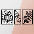 Decoratiune de perete, Leaf2 Metal Decor, metal, 80 x 38 cm, negru