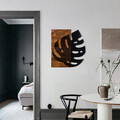 Decoratiune de perete, Leaf2 Metal Decor, lemn/metal, 52 x 58 cm, negru/maro