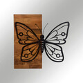 Decoratiune de perete, Butterfly3 Metal Decor, lemn/metal, 59 x 58 cm, negru/maro