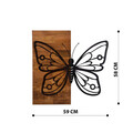 Decoratiune de perete, Butterfly3 Metal Decor, lemn/metal, 59 x 58 cm, negru/maro