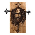 Decoratiune de perete, Jesus, lemn/metal, 48 x 57.5 cm, negru/maro