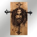 Decoratiune de perete, Jesus, lemn/metal, 48 x 57.5 cm, negru/maro