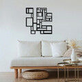 Decoratiune de perete, Squares Metal Decor, metal, 50 x 50 cm, negru