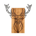 Decoratiune de perete, Deer, lemn/metal, 61 x 66 cm, negru/maro