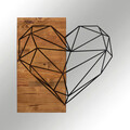 Decoratiune de perete, Heart, lemn/metal, 58 x 58 cm, negru/maro
