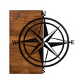 Decoratiune de perete, Pusula, lemn/metal, 58 x 58 cm, negru/maro