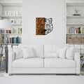 Decoratiune de perete, Tiger1, lemn/metal, 55.5 x 58 cm, negru/maro