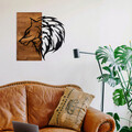 Decoratiune de perete, Wolf2, lemn/metal, 57.5 x 58 cm, negru/maro
