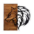 Decoratiune de perete, Wolf2, lemn/metal, 57.5 x 58 cm, negru/maro