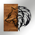 Decoratiune de perete, Wolf2, lemn/metal, 57.5 x 58 cm, negru/maro