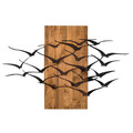 Decoratiune de perete, Migration, Metal, Cadru: 100% LEMN (grosime: 3 cm), Nuc negru