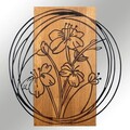 Decoratiune de perete, Orchid, lemn/metal, 55 x 57.5 cm, negru/maro