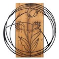 Decoratiune de perete, Tulip, lemn/metal, 55 x 57.5 cm, negru/maro