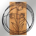 Decoratiune de perete, Tulip, lemn/metal, 55 x 57.5 cm, negru/maro