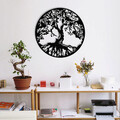 Decoratiune de perete, Tree, metal, 60 x 60 cm, negru