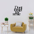 Decoratiune de perete, Dont Forget To Smile Metal Decor, metal, 70 x 67 cm, negru