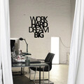 Decoratiune de perete, Work Hard Dream Big Metal Decor, metal, 65 x 70 cm, negru