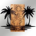 Decoratiune de perete, Hawaii, lemn/metal, 74 x 57.5 cm, negru/maro