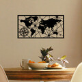 Decoratiune de perete, World Map Medium Metal Wall Decor, metal, 100 x 50 cm, negru