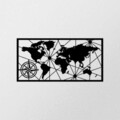 Decoratiune de perete, World Map Medium Metal Wall Decor, metal, 100 x 50 cm, negru
